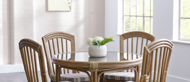 bari dining table in a well lighted dining room