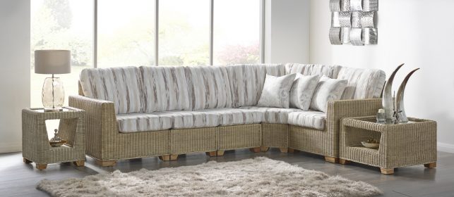 white cushioned cane sofa furniture with corner suite