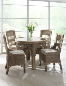 dark cane dining set of table and chairs